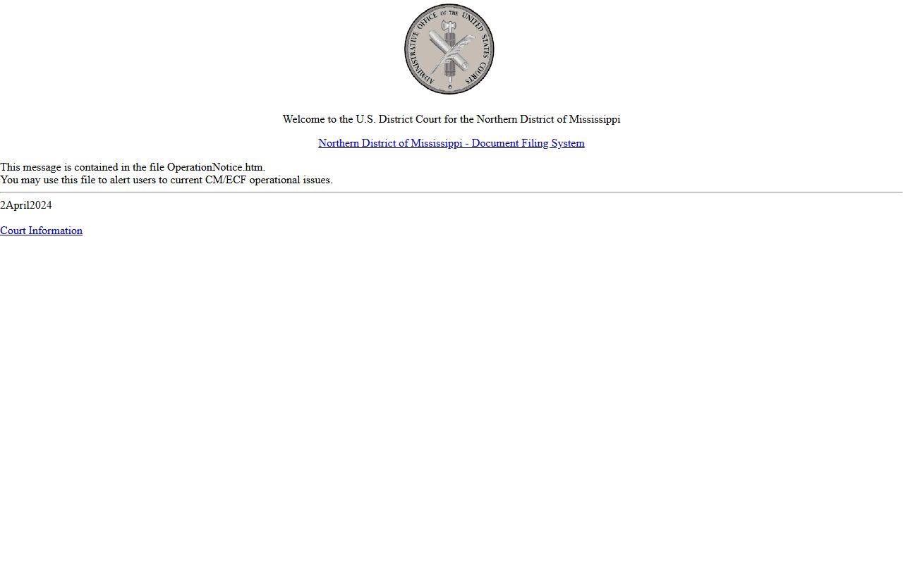 DeSoto County federal e-filing records through the Northern District CM/ECF system