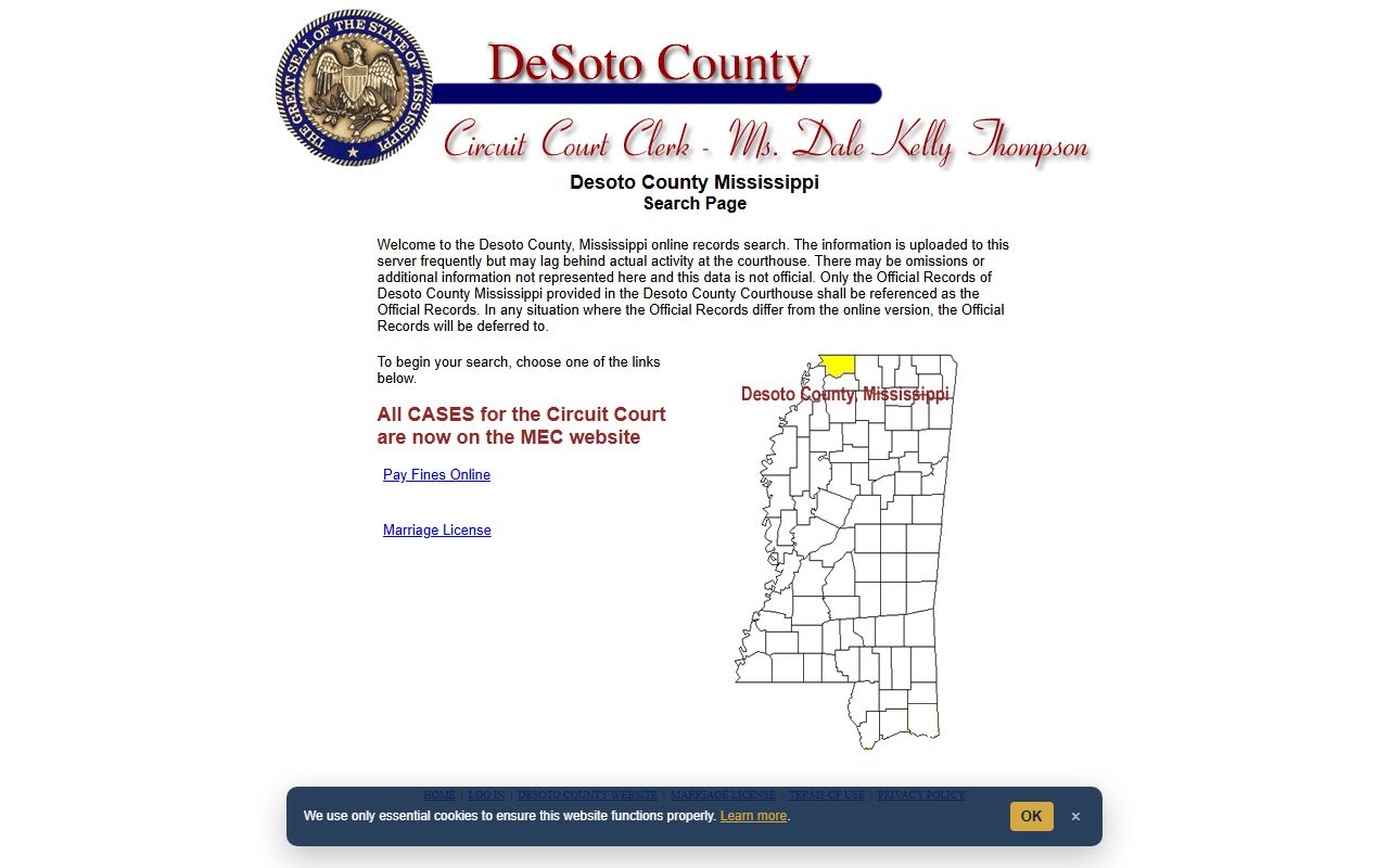 DeSoto County court records and land records search on the Delta Computer Systems portal