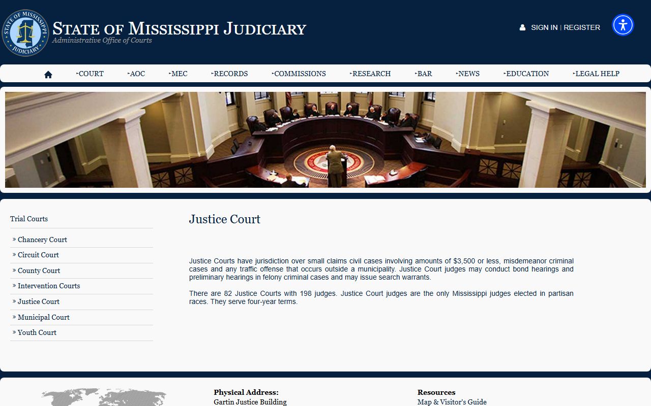 DeSoto County criminal court records and misdemeanor jurisdiction on the Mississippi Justice Court page