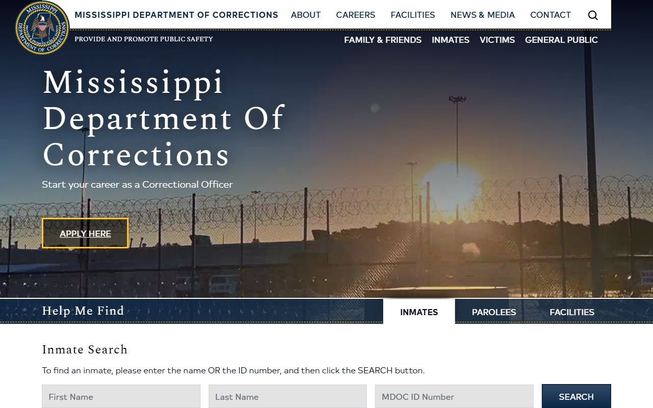 DeSoto County inmate search routes sentenced state prisoners to the MDOC inmate locator