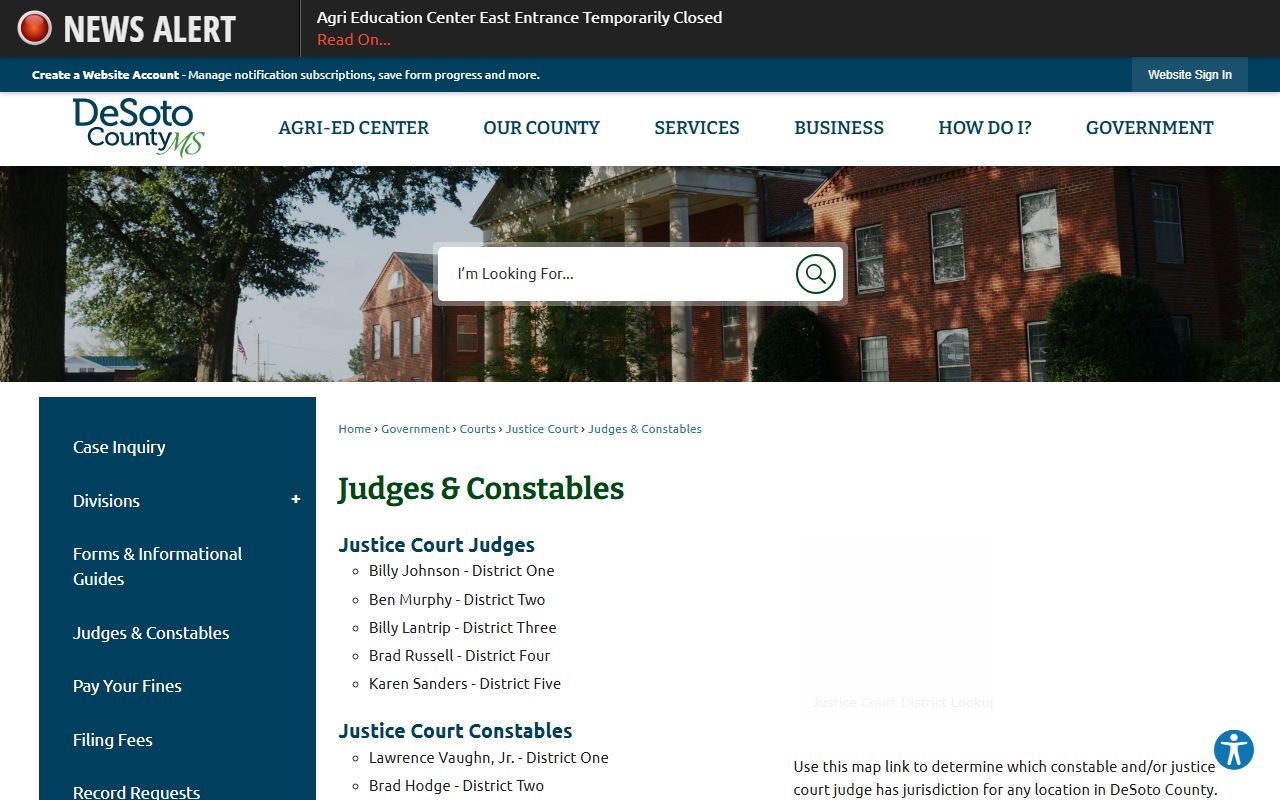 DeSoto County Chancery Clerk page for probate and estate records